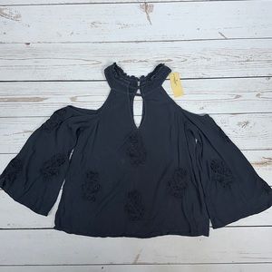 American Eagle Embroidered Cold Shoulder Top, Sz XXS